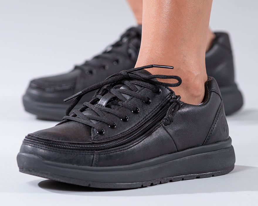 Mod Comfys TARA Ladies Low Block Heel Court Shoes Black