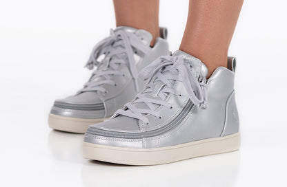 Women's Silver Grey Metallic BILLY Sneaker Lace Mid Tops